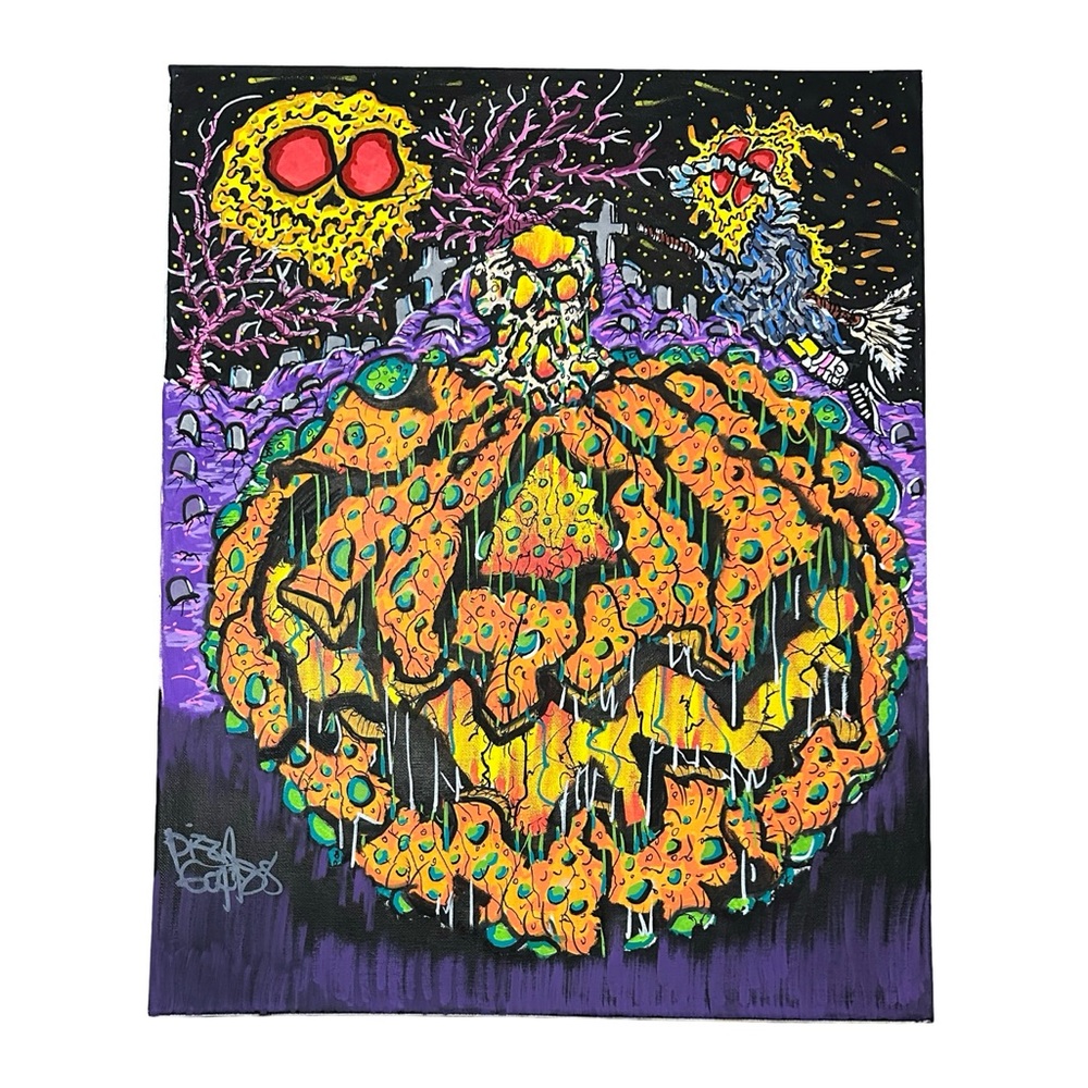 “Season of the Witch” Authentic Painting by Artist PizzaGoat- signed 16” x 20”